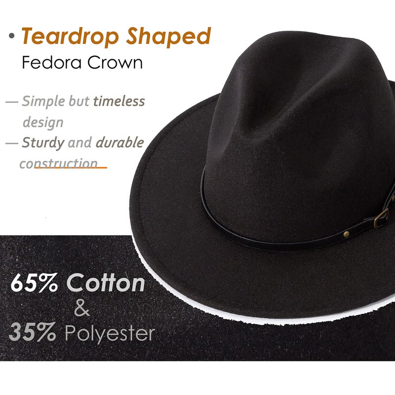 Lisianthus Women Belt Buckle Fedora Hat Black - Image 2